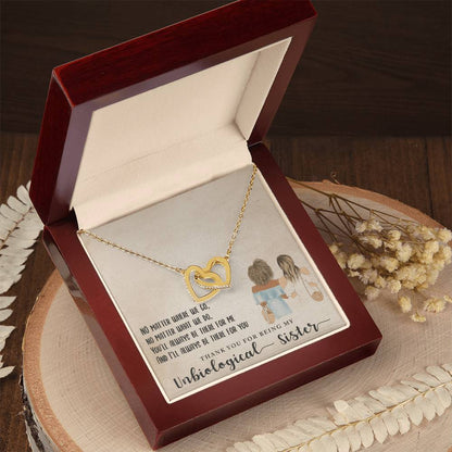 Unbiological Sister Necklace Best Friend Forever Bff Interlocking Hearts Necklace