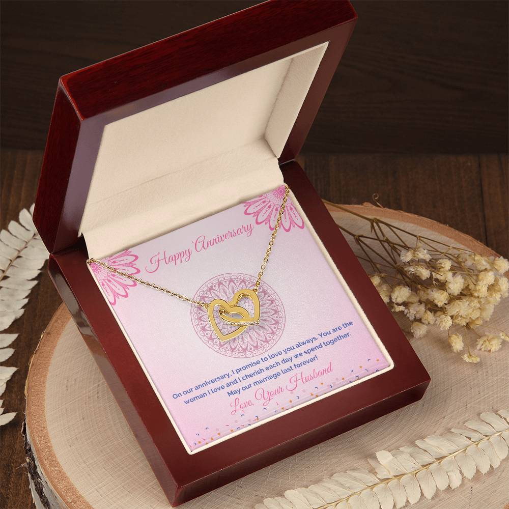Anniversary Gift For Wife Interlocking Hearts Necklace