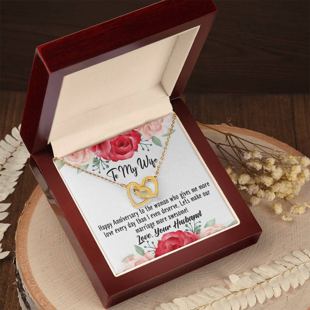 Anniversary Best Gift For Wife Interlocking Hearts Necklace With On Demand Massage Card
