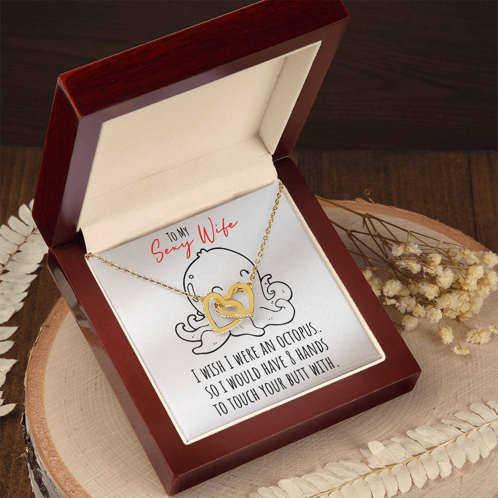 Funny Message Card With Awesome Necklace For Sexy Wife - Interlocking Heart Necklace Interlocking Hearts Necklace