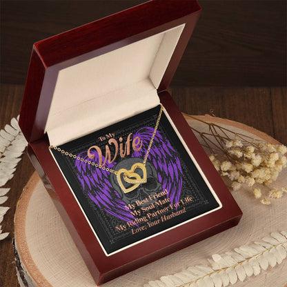 To My Wife My Best Friend My Riding Partner For Life. Gift For A Wife Who Rides Interlocking Hearts Necklace