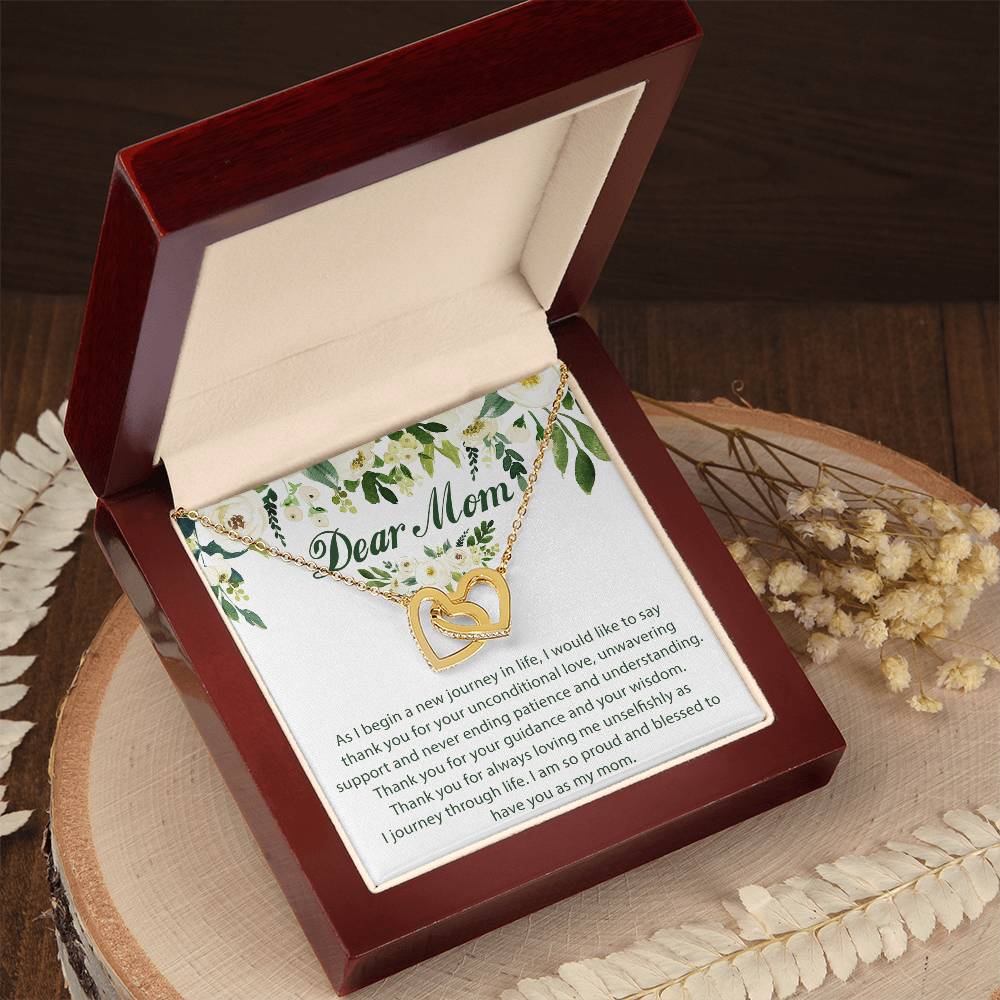Dear Mom Interlocking Hearts Necklace Message Card