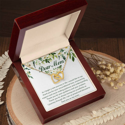 Dear Mom Interlocking Hearts Necklace Message Card