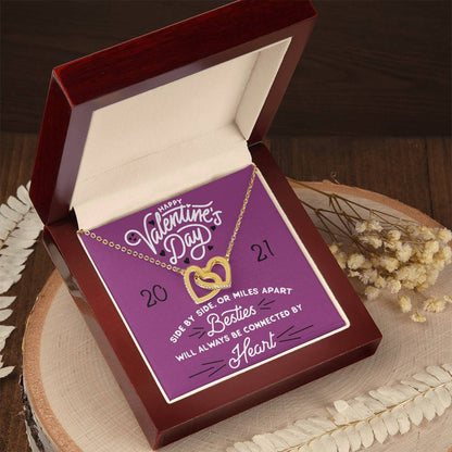 Besties Will Always Be Connected By Heart Interlocking Hearts Necklace