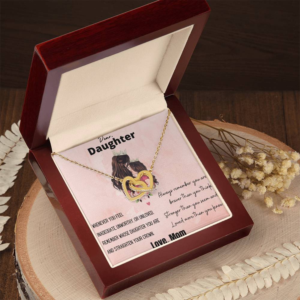Dear Daughter Straighten Your Crown Interlocking Hearts Necklace