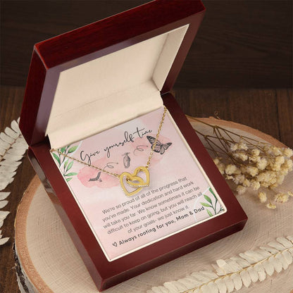 From Parents Interlocking Hearts Necklace Butterfly Encouragement