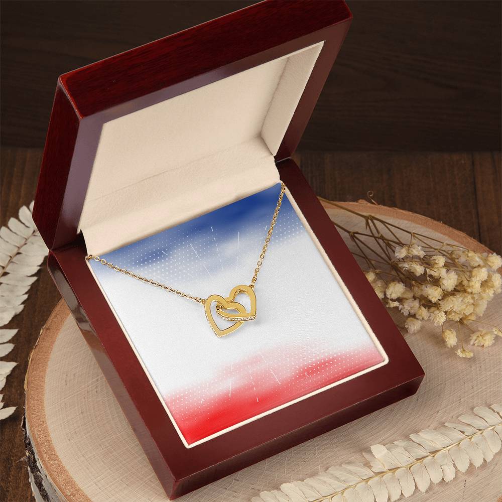 4Th Of July American Flag Vintage Usa Men Women Patriotic Interlocking Hearts Necklace