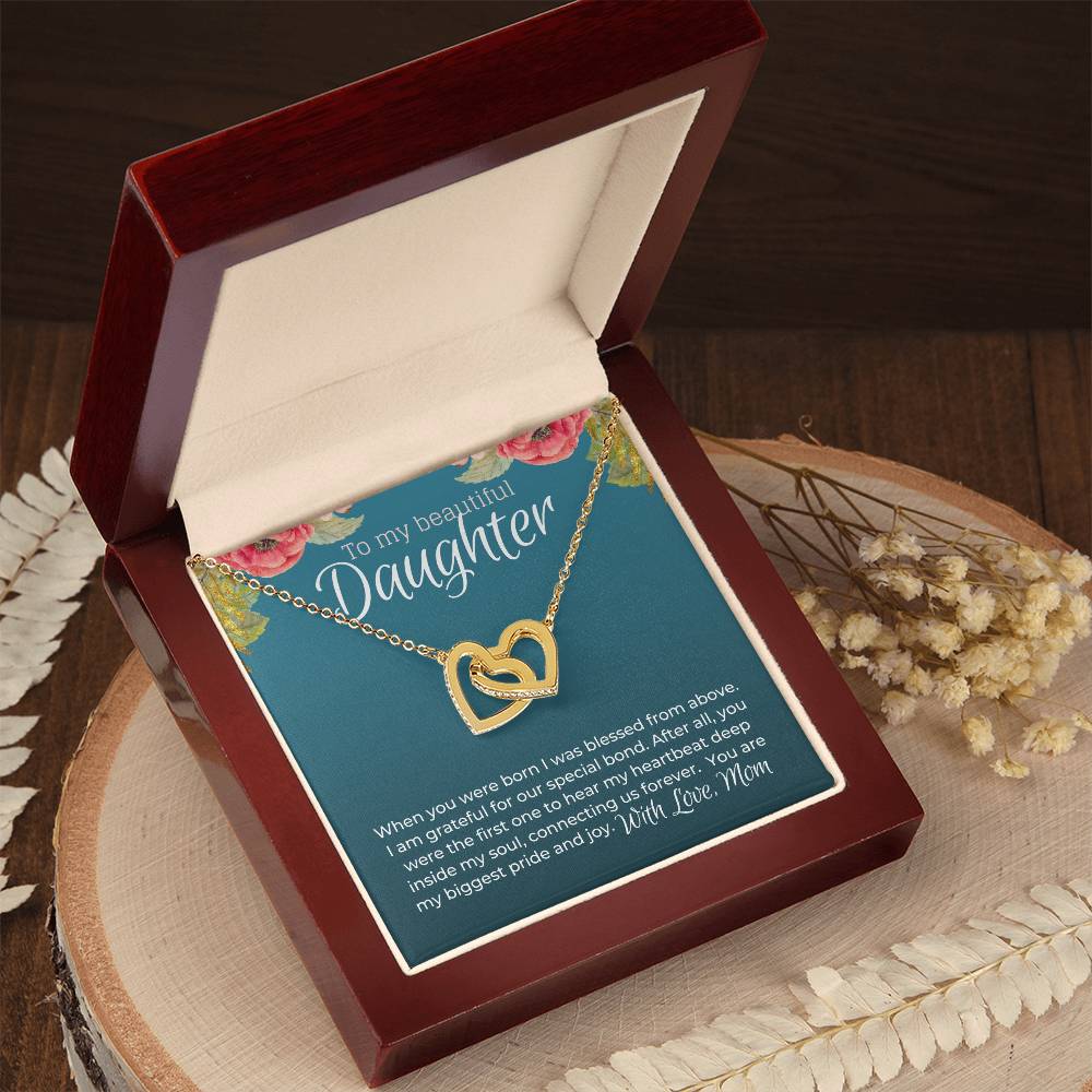 Beautiful Daughter From Mom Special Bond Necklace - Limited Edition Interlocking Hearts Necklace