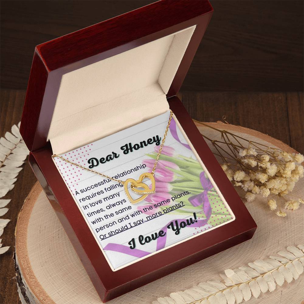 Anniversary Gift For Wife Forever Partner Household Plant Lover Interlocking Hearts Necklace