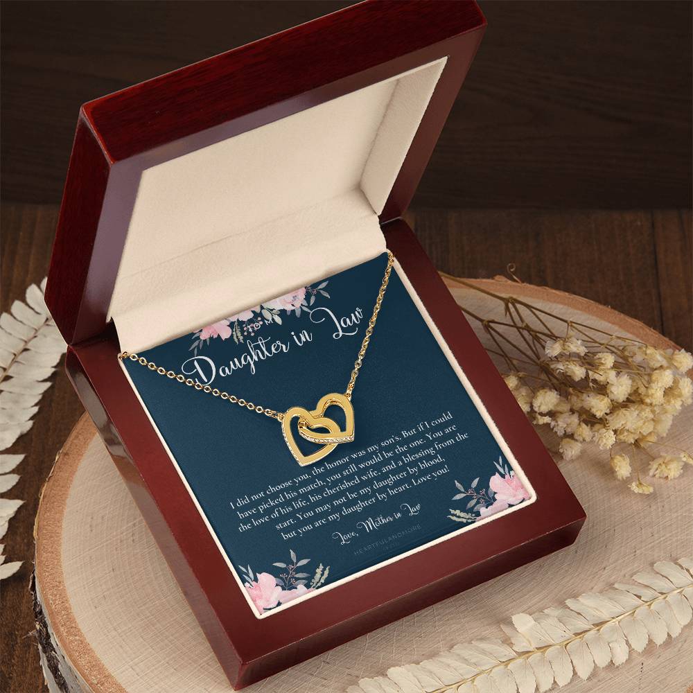 Daughter-In-Law Gift Necklace Wedding Gift Jewelry From Mother-In Law Gift For Bride Daughter-In-Heart Interlocking Hearts Necklace
