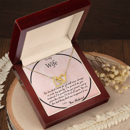 To My Wife The Love That I Have For You - Pink Interlocking Hearts Necklace