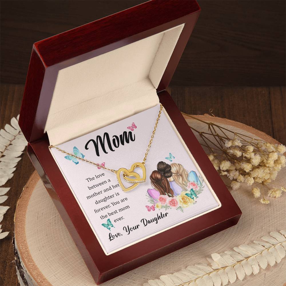 Dear Mom Interlocking Hearts Necklace