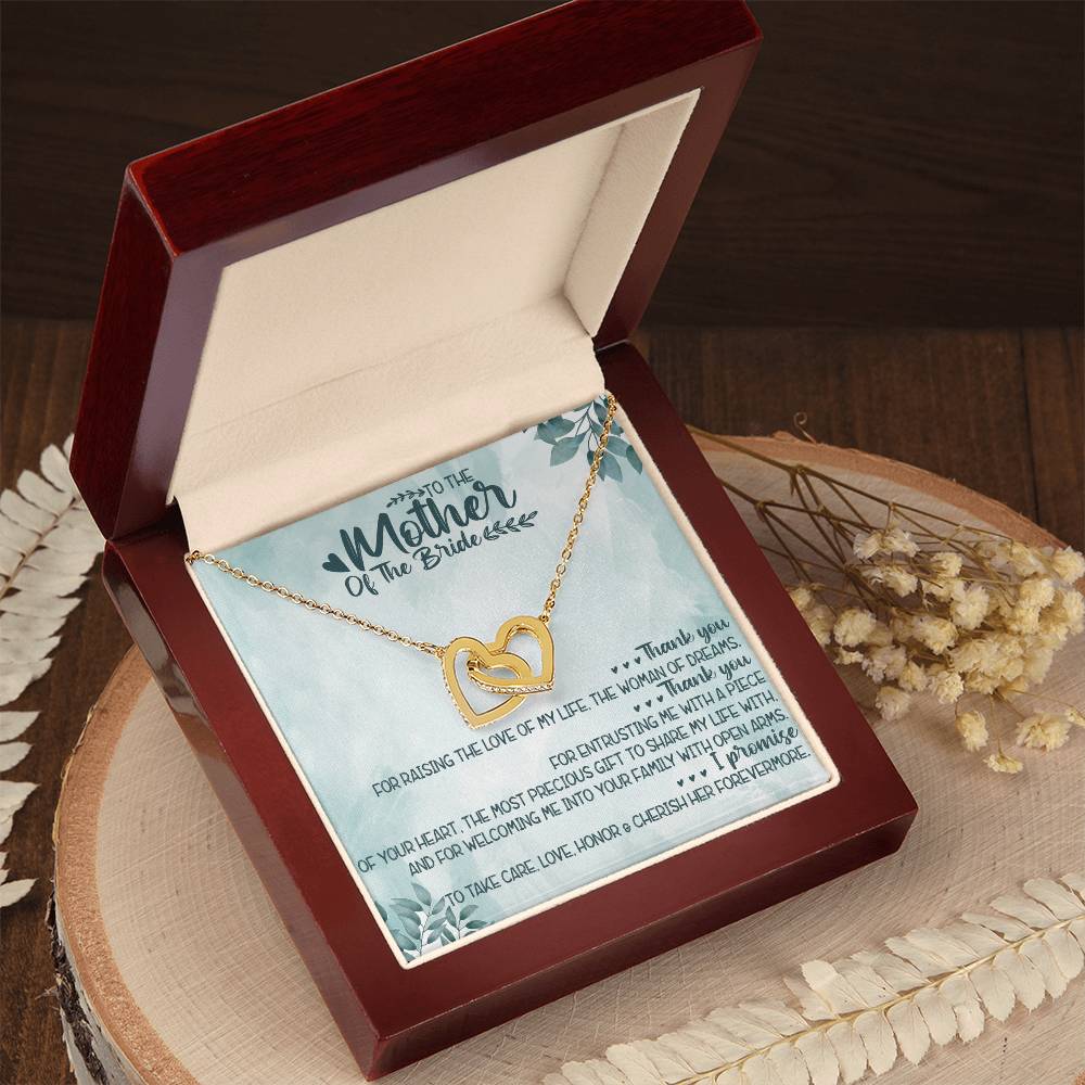 To The Mother Of The Bride Interlocking Hearts Necklace Message Card