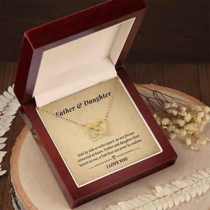 Gift For Daughter- Father And Daughter Their Hearts As One A Link That Can Never Be Undone Interlocking Hearts Necklace