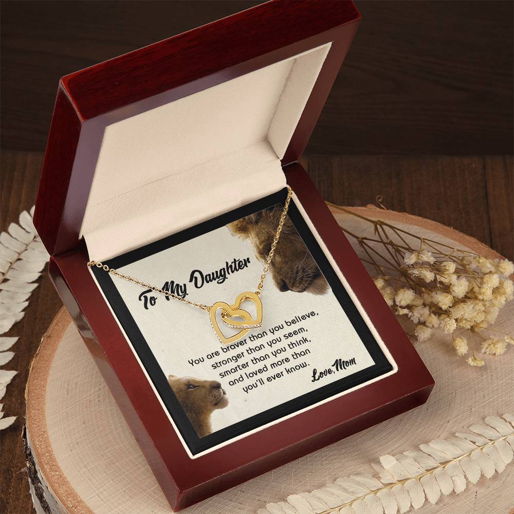 Gift For Daughter - You Are Braver - The Interlocking Heart Necklace Interlocking Hearts Necklace