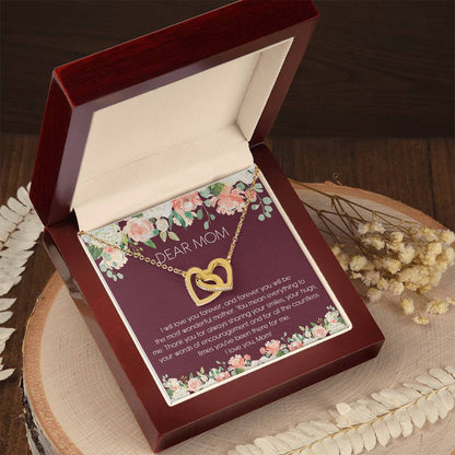 Dear Mom Watercolor Flower Interlocking Hearts Necklace Mother'S Day Message Card