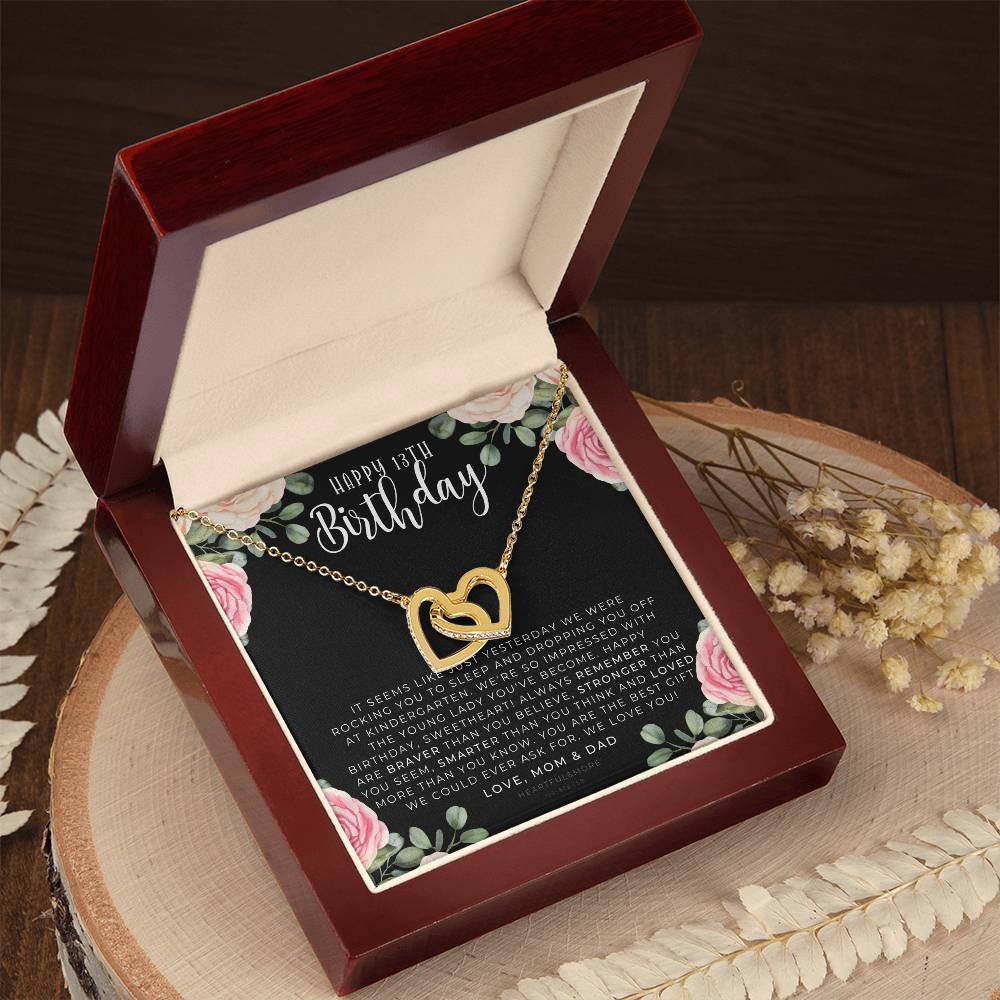 Gift For 13 Year Old Girl Gifts 13Th Birthday Girl 13Th Birthday Gift Thirteenth Birthday Necklace Teen Birthday Gift Official Teenager Interlocking Hearts Necklace