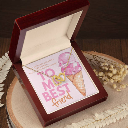 Best Friends And Ice Cream Interlocking Hearts Necklace