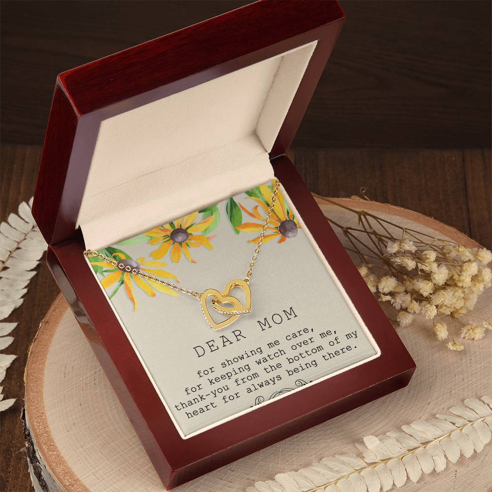 Dear Mom Interlocking Hearts Necklace Message Card
