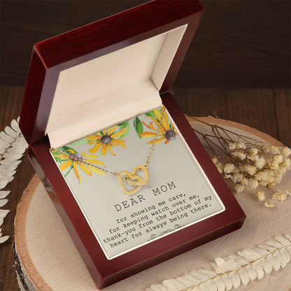 Dear Mom Interlocking Hearts Necklace Message Card