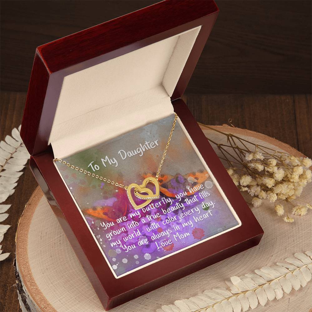 Daughter Butterfly - Hearts Necklace Interlocking Hearts Necklace