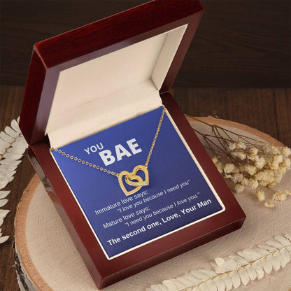 You Bae Linked Hearts Gift To Girlfriend Fiancee Wife Interlocking Hearts Necklace