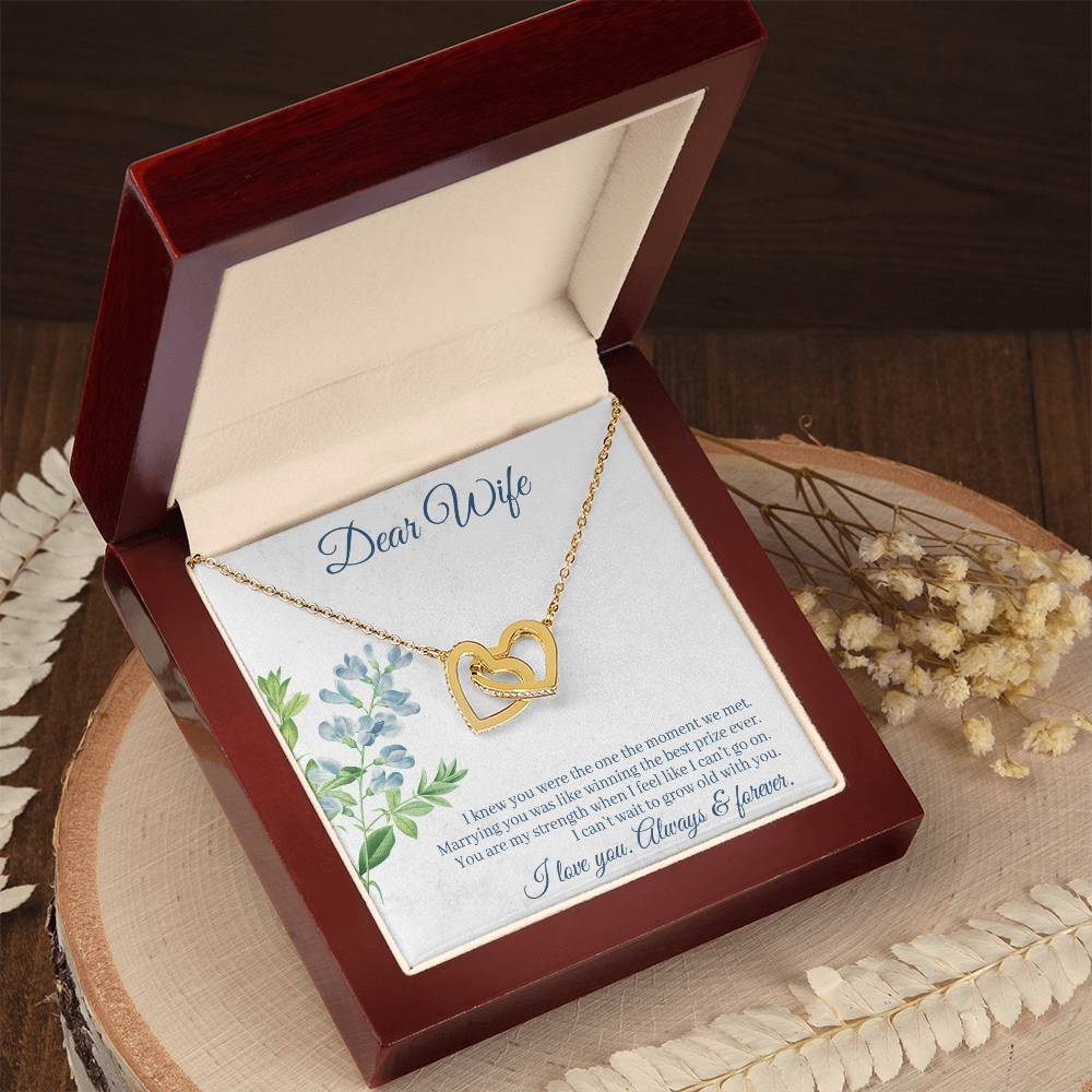 Dear Wife I Lover You Always & Forever Interlocking Hearts Necklace