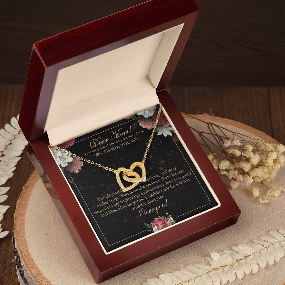Dear Mom Interlocking Hearts Necklace Message Card