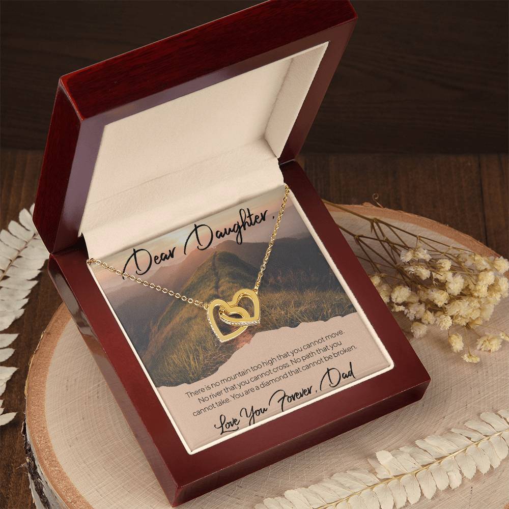 Dear Daughter - Love You Forever - Dad Interlocking Hearts Necklace
