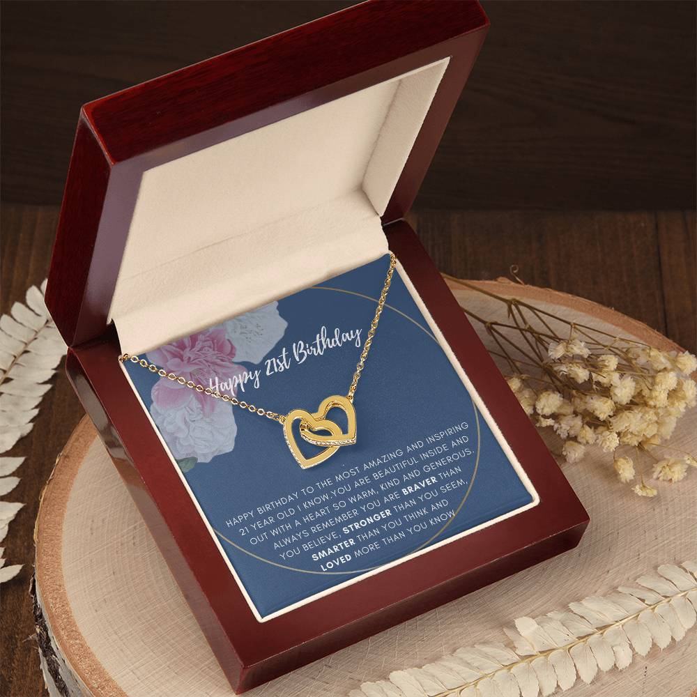 21St Birthday Gift Rose Gold And White Gold Interlocking Hearts Interlocking Hearts Necklace