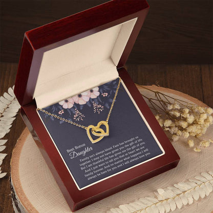 Bonus Daughter Gift Necklace Jewelry Handmade Usa Fate Has Brought Us Together Beautiful 14K Gold Forever Family Locked Hearts Interlocking Hearts Necklace