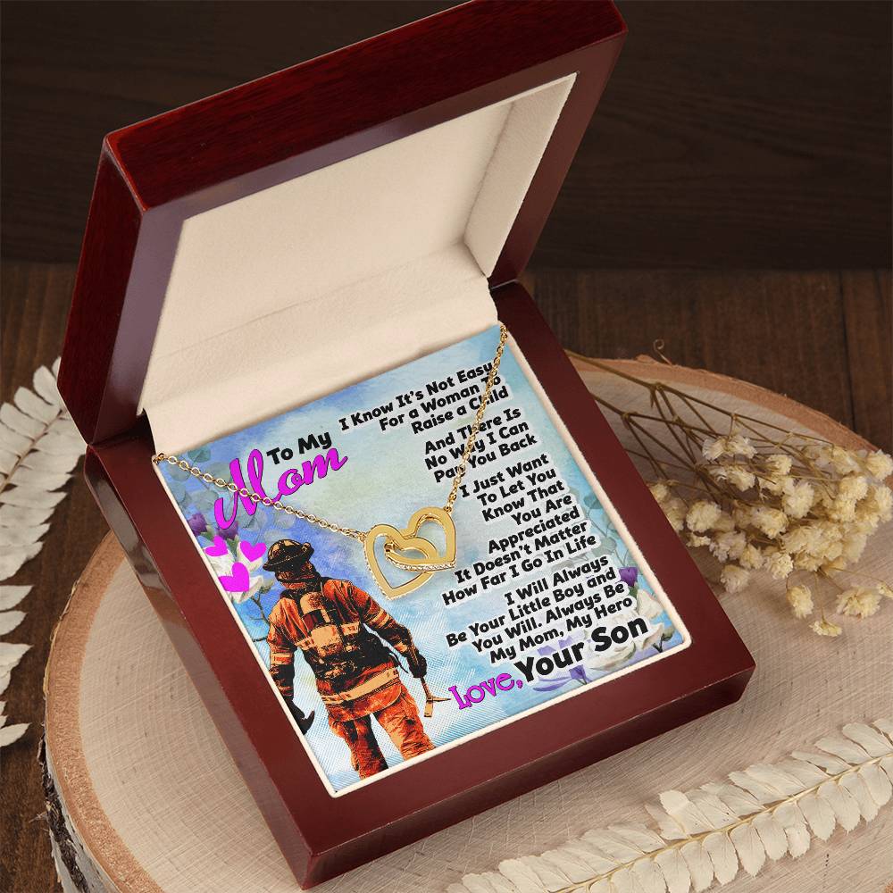 Firefighter'S Mom - Interlocking Heart Necklace Interlocking Hearts Necklace