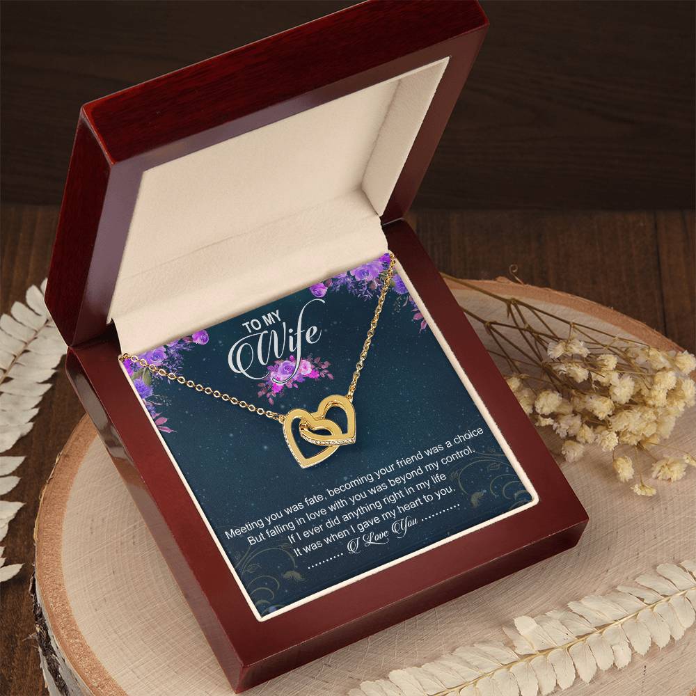 To My Wife Interlocking Hearts Necklace Message Card
