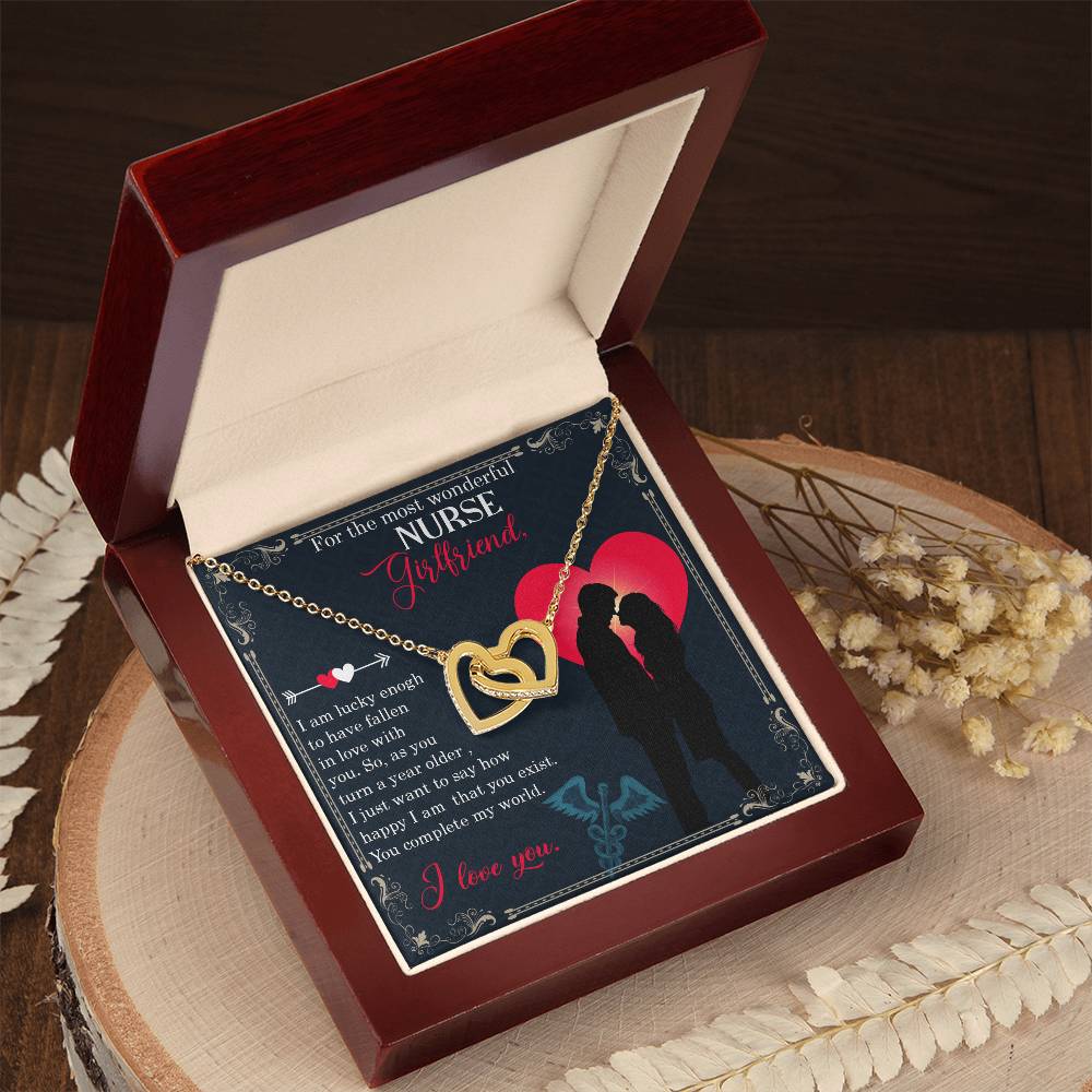For The Most Wonderful Nurse Girlfriend - Interlocking Heart Necklace Interlocking Hearts Necklace