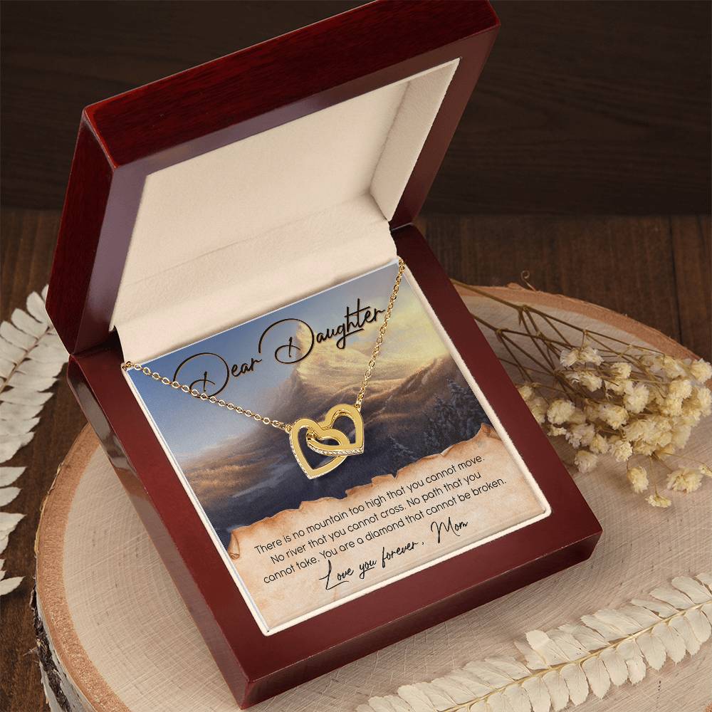 Dear Daughter Love You Forever Interlocking Hearts Necklace Message Card