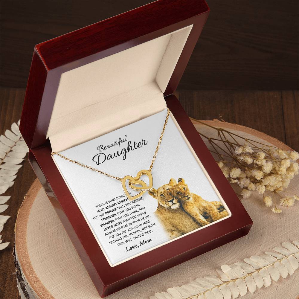 Beautiful Daughter - Love Gift For Daughters From Mom - Interlocking Hearts Necklace