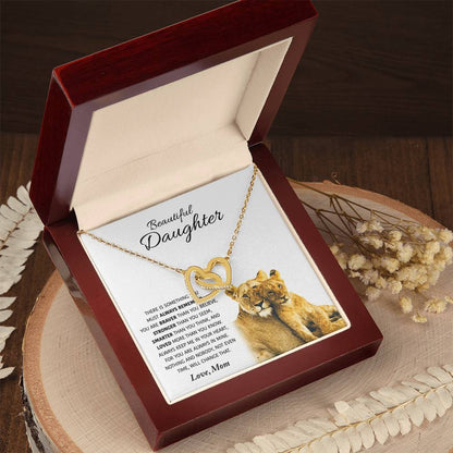 Beautiful Daughter - Love Gift For Daughters From Mom - Interlocking Hearts Necklace