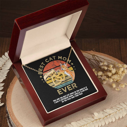 Best Cat Mom Ever Happy Mother'S Day Fist Bump Interlocking Hearts Necklace