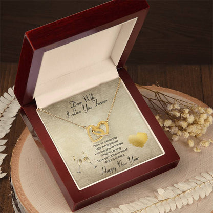 To My Wife Necklace -I Will Love You Forever Interlocking Hearts Necklace