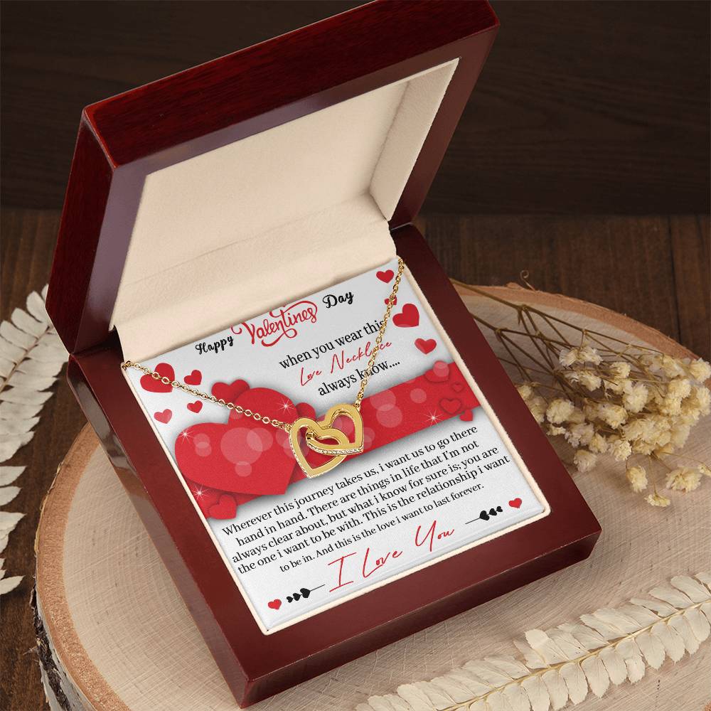 Valentines Day Love Necklace - Gift Interlocking Hearts Necklace