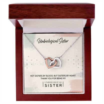 Unbiological Sister - Sisters By Heart Interlocking Hearts Necklace