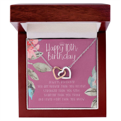 10Th Birthday Gift For Girl Birthday Gift For 10 Year Old Tenth Birthday Birthday Gift Little Girl Personalized Necklace Heart Necklace Interlocking Hearts Necklace