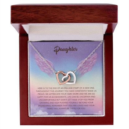 Wings To My Daughter Interlocking Hearts Necklace