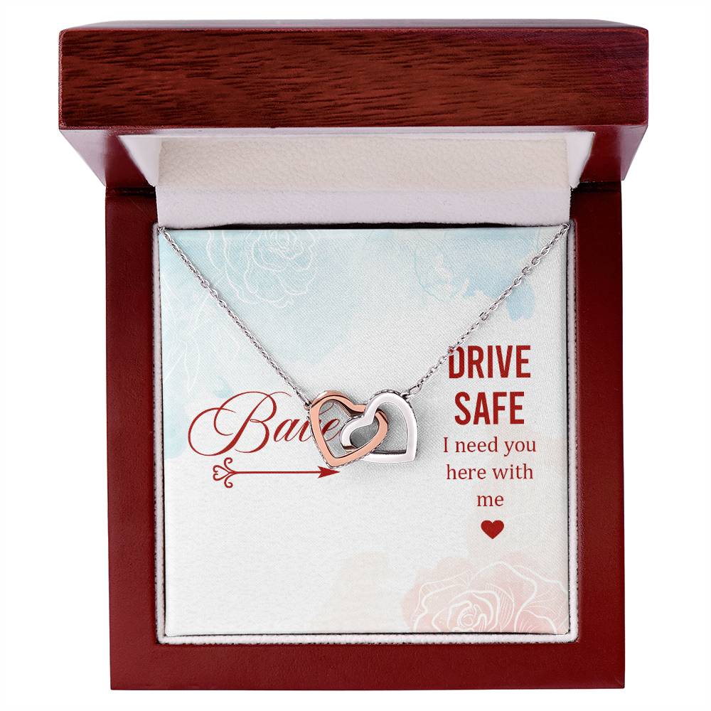 Babe - Drive Safe I Need You Here With Me - Interlocking Heart Necklace Interlocking Hearts Necklace