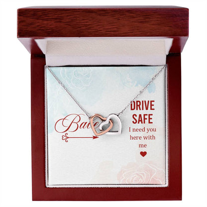 Babe - Drive Safe I Need You Here With Me - Interlocking Heart Necklace Interlocking Hearts Necklace