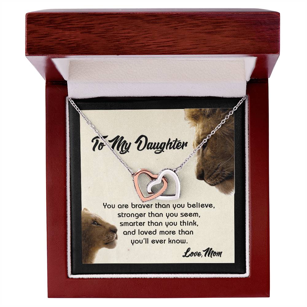 Gift For Daughter - You Are Braver - The Interlocking Heart Necklace Interlocking Hearts Necklace