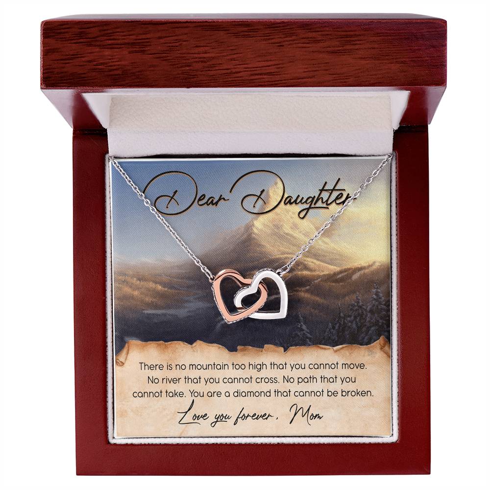 Dear Daughter Love You Forever Interlocking Hearts Necklace Message Card