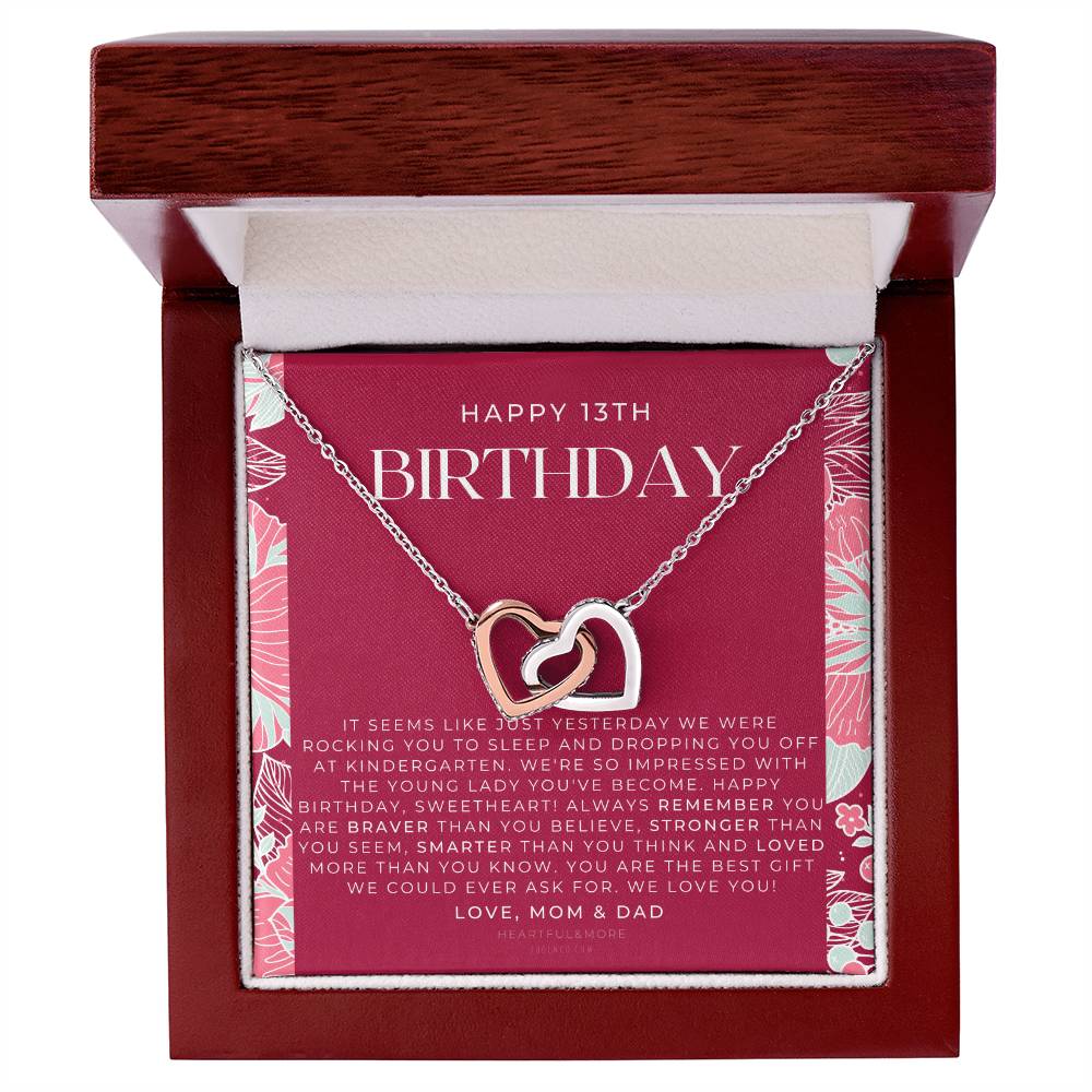 Gift For 13 Year Old Girl Gifts 13Th Birthday Girl 13Th Birthday Gift Thirteenth Birthday Necklace Teen Birthday Gift Official Teenager Interlocking Hearts Necklace