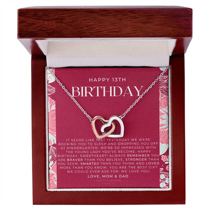 Gift For 13 Year Old Girl Gifts 13Th Birthday Girl 13Th Birthday Gift Thirteenth Birthday Necklace Teen Birthday Gift Official Teenager Interlocking Hearts Necklace