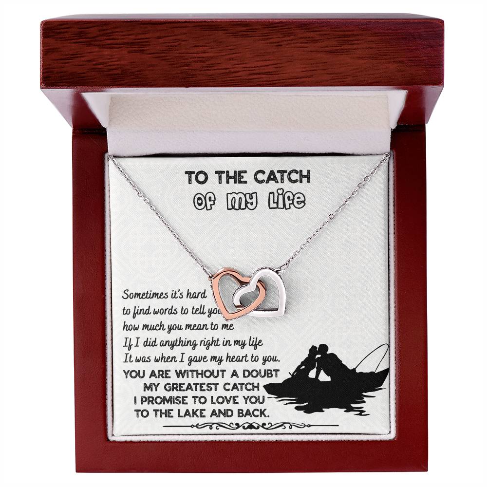 To The Catch Of My Life Knot Necklace & Earring Gift Set For Her Handmade Jewelry Interlocking Hearts Necklace